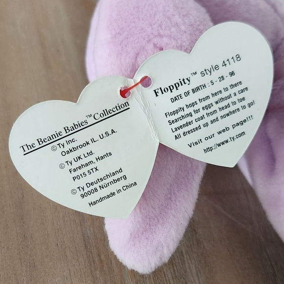 ๐ฐ Ty Beanie Baby Floppity the Bunny Rabbit 1996 โ Vintage, Excellent Cond - Picture 11 of 14